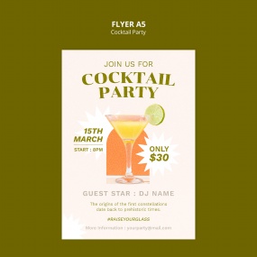 鸡尾酒派对特价鸡尾酒传单设计